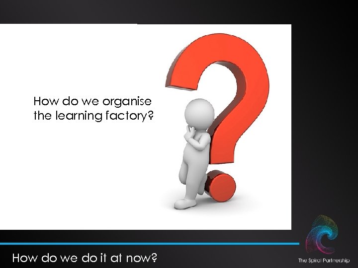 How do we organise the learning factory? How do we do it at now?