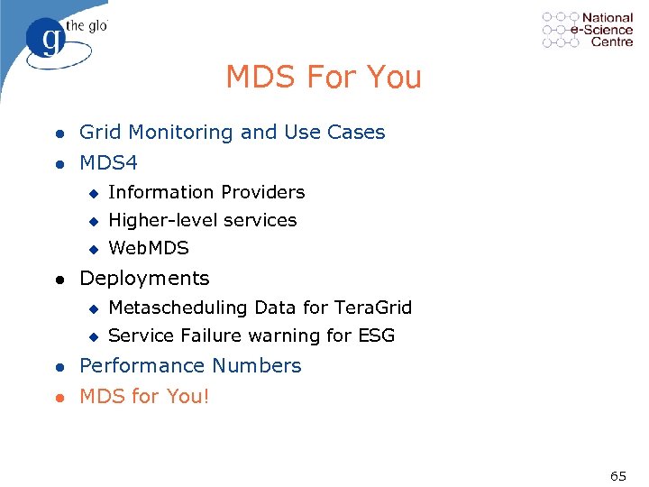 MDS For You l Grid Monitoring and Use Cases l MDS 4 u u