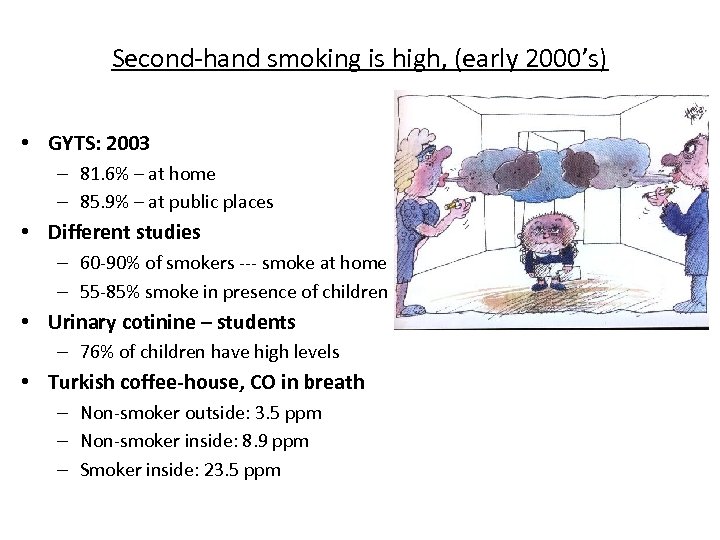 Second-hand smoking is high, (early 2000’s) • GYTS: 2003 – 81. 6% – at