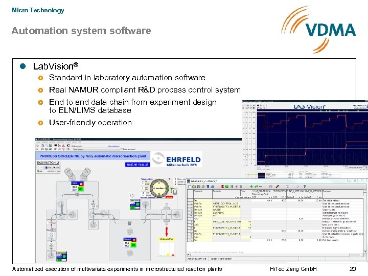 Micro Technology Automation system software Lab. Vision® Standard in laboratory automation software Real NAMUR