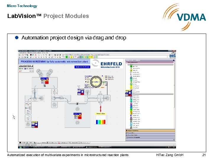 Micro Technology Lab. Vision™ Project Modules Automation project design via drag and drop Automatized
