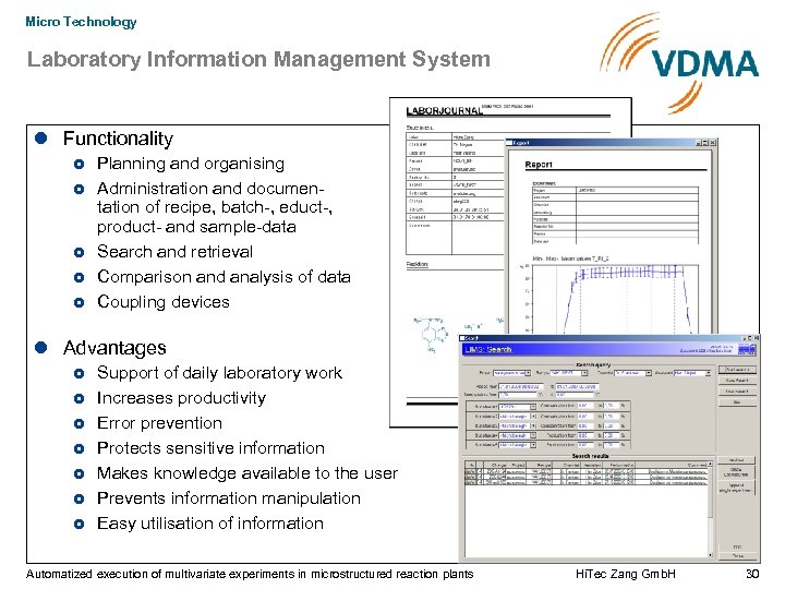 Micro Technology Laboratory Information Management System Functionality Planning and organising Administration and documentation of