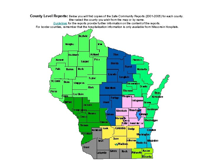 County Level Reports: Below you will find copies of the Safe Community Reports (2001