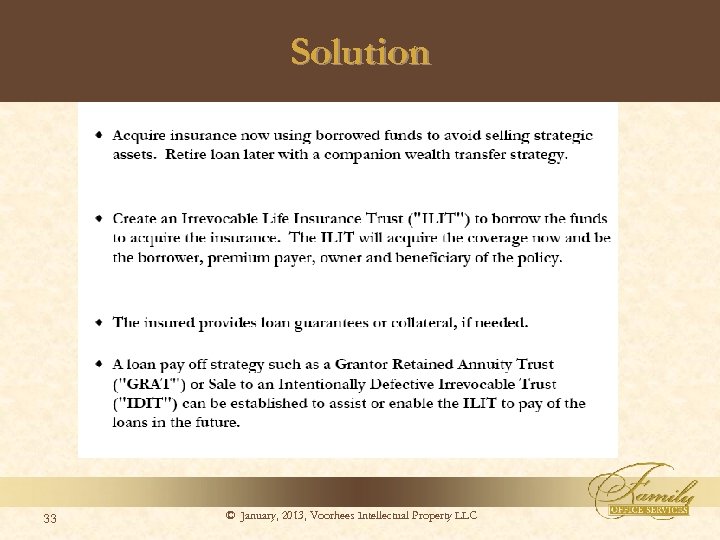 Solution 33 © January, 2013, Voorhees Intellectual Property LLC 