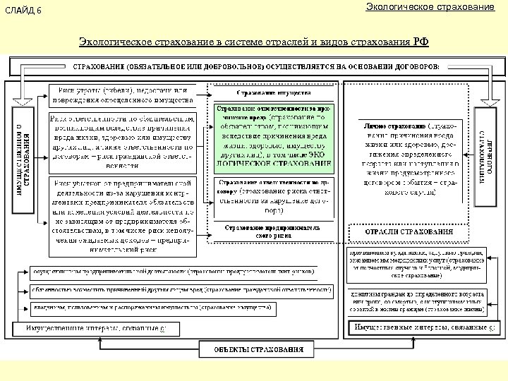 СЛАЙД 6 Экологическое страхование в системе отраслей и видов страхования РФ 