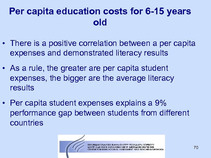 Per capita education costs for 6 -15 years old • There is a positive