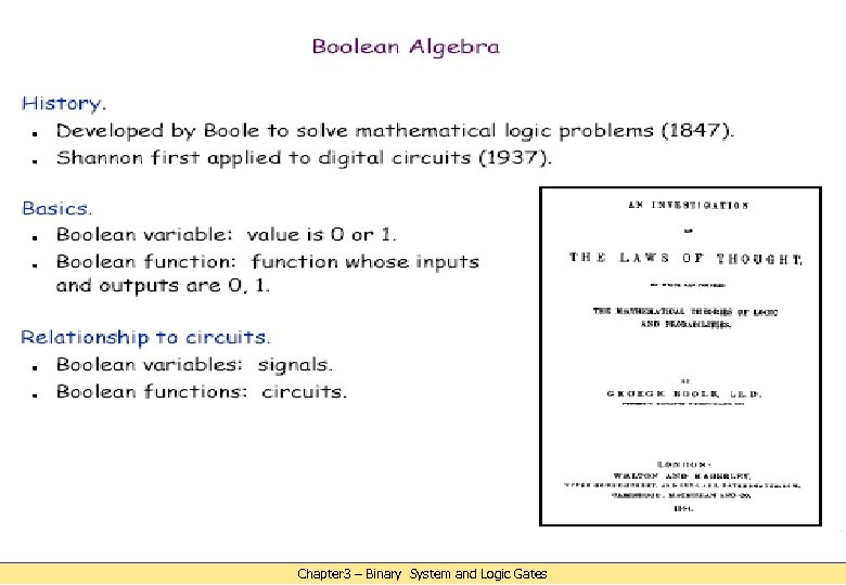 Chapter 3 – Binary System and Logic Gates 