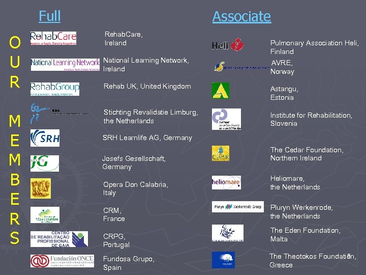 Full O U R M E M B E R S Associate Rehab. Care,