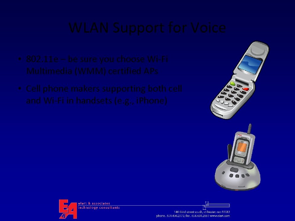 WLAN Support for Voice • 802. 11 e – be sure you choose Wi-Fi