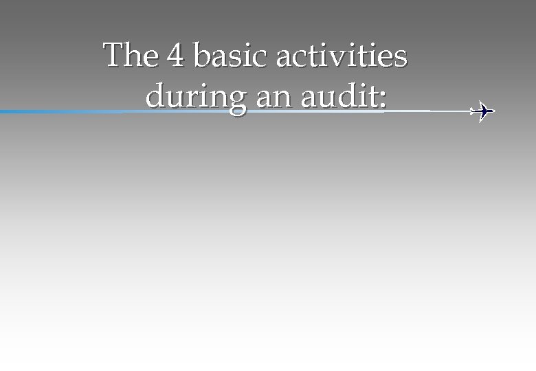 The 4 basic activities during an audit: 