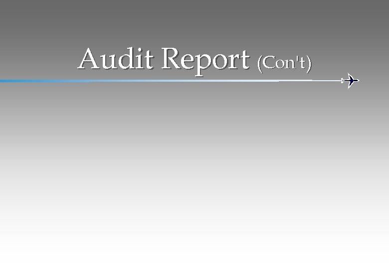 Audit Report (Con't ) 