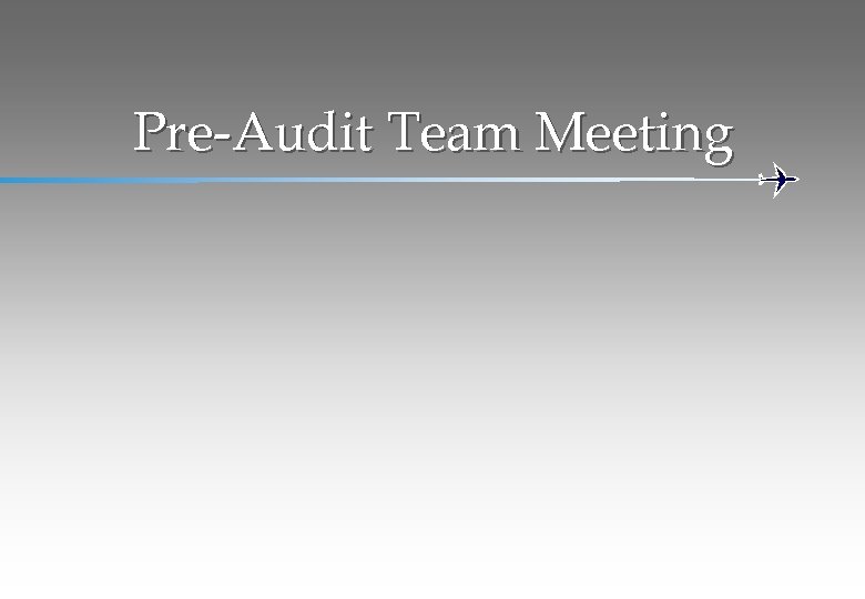 Pre-Audit Team Meeting 