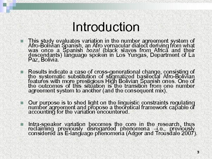 Inter Generational Contact And Variation In Agreement In Afro