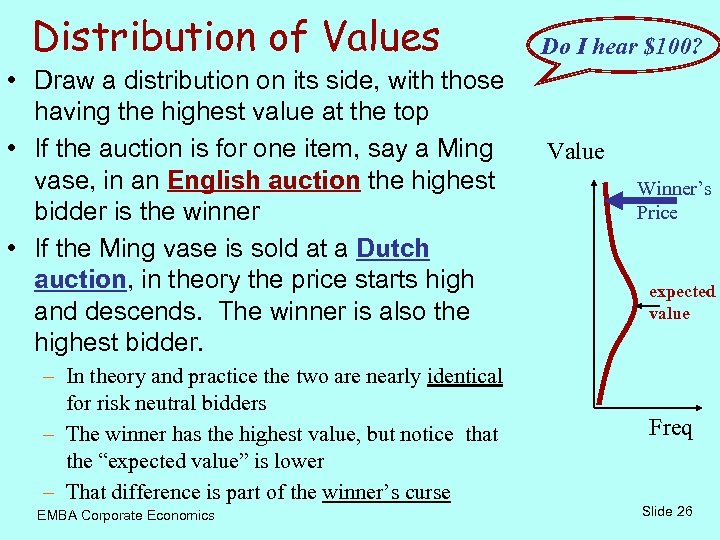 Distribution of Values • Draw a distribution on its side, with those having the