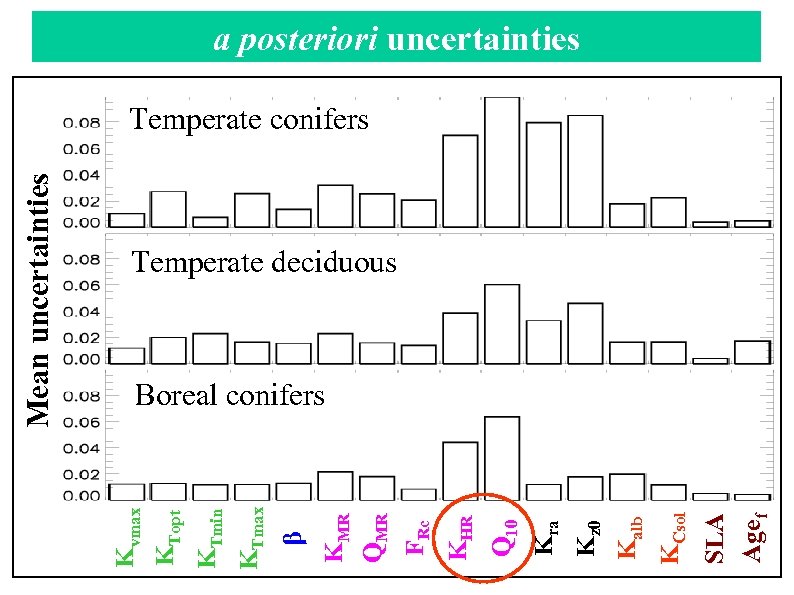 a posteriori uncertainties Temperate deciduous SLA Agef KCsol Kalb Kz 0 Kra Q 10