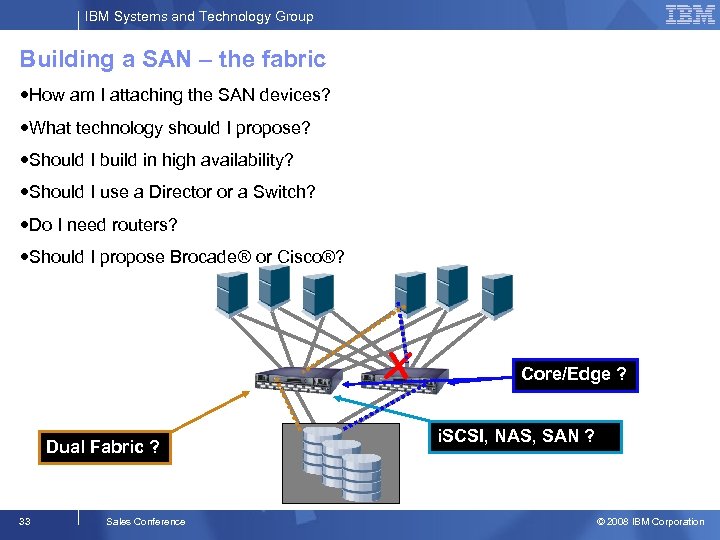 IBM Systems and Technology Group Building a SAN – the fabric How am I