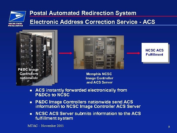 Postal Automated Redirection System Electronic Address Correction Service - ACS NCSC ACS Fulfillment P&DC