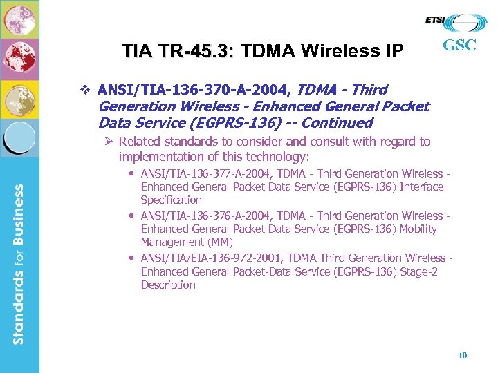 TIA TR-45. 3: TDMA Wireless IP GSC v ANSI/TIA-136 -370 -A-2004, TDMA - Third