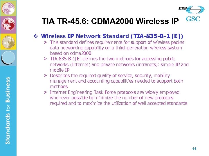 TIA TR-45. 6: CDMA 2000 Wireless IP GSC v Wireless IP Network Standard (TIA-835
