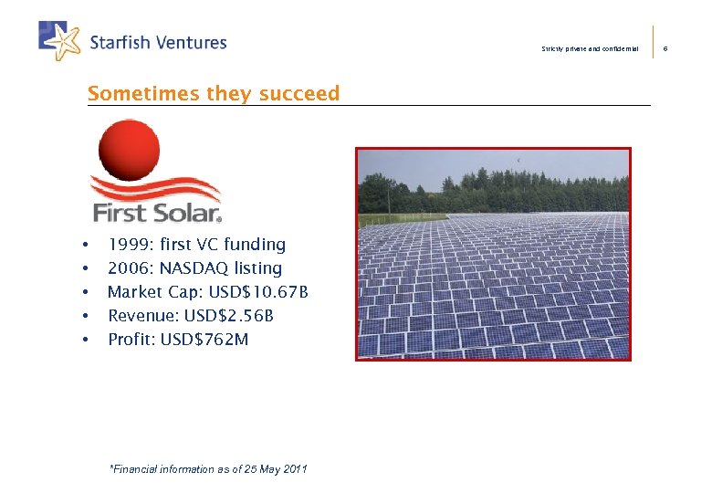 Strictly private and confidential Sometimes they succeed • • • 1999: first VC funding