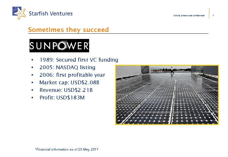 Strictly private and confidential Sometimes they succeed • • • 1989: Secured first VC