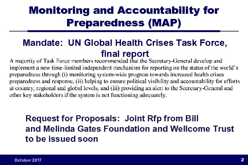 Monitoring and Accountability for Preparedness (MAP) Mandate: UN Global Health Crises Task Force, final