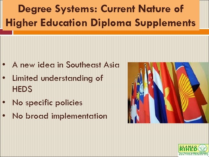 Degree Systems: Current Nature of Higher Education Diploma Supplements • A new idea in