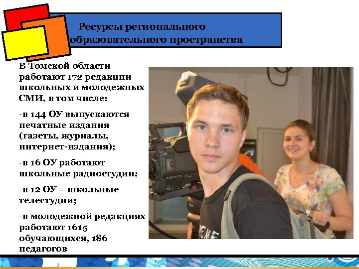 Ресурсы регионального образовательного пространства В Томской области работают 172 редакции школьных и молодежных СМИ,