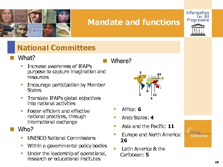 Mandate and functions National Committees What? Where? Increase awareness of IFAP’s purpose to capture