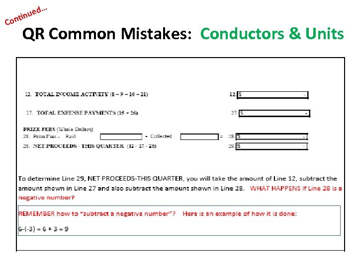 … d inue t Con QR Common Mistakes: Conductors & Units 