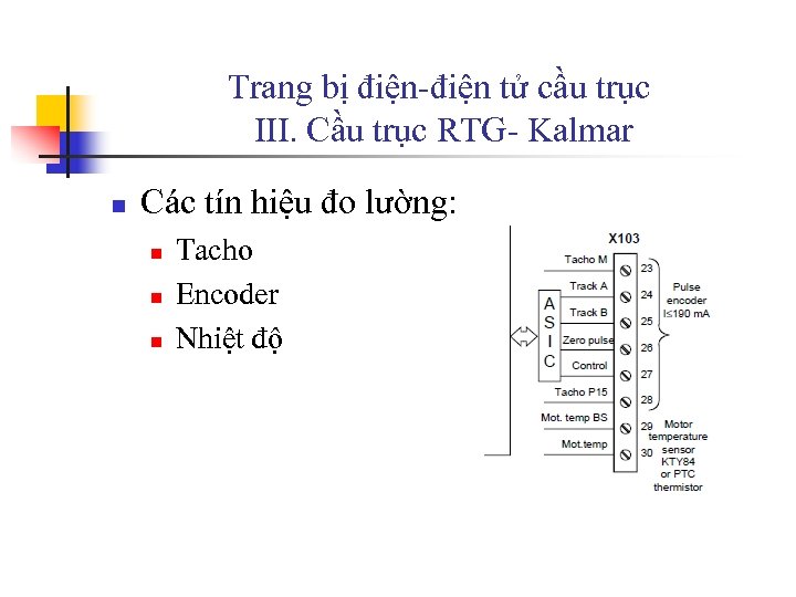 Trang bị điện-điện tử cầu trục III. Cầu trục RTG- Kalmar n Các tín