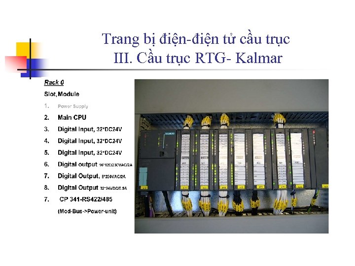 Trang bị điện-điện tử cầu trục III. Cầu trục RTG- Kalmar 