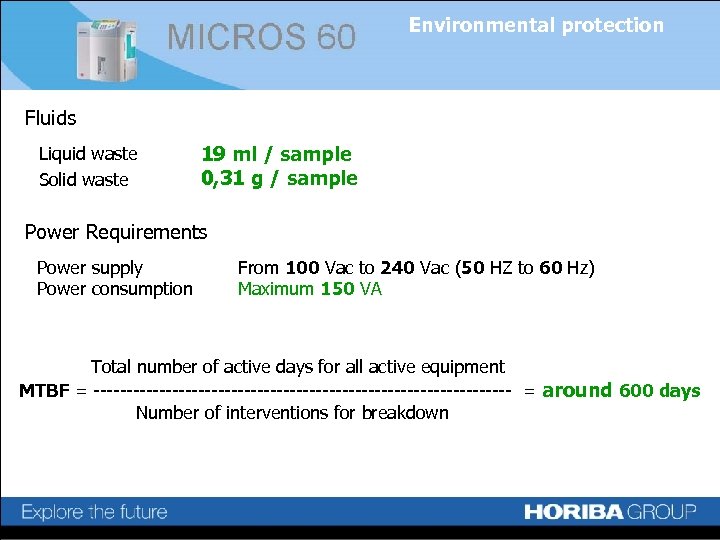 Environmental protection Fluids Liquid waste Solid waste 19 ml / sample 0, 31 g