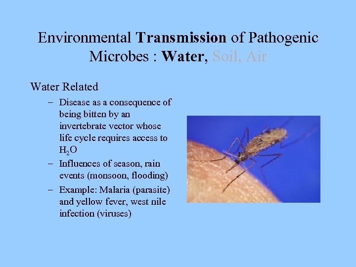 Environmental Transmission of Pathogenic Microbes : Water, Soil, Air Water Related – Disease as