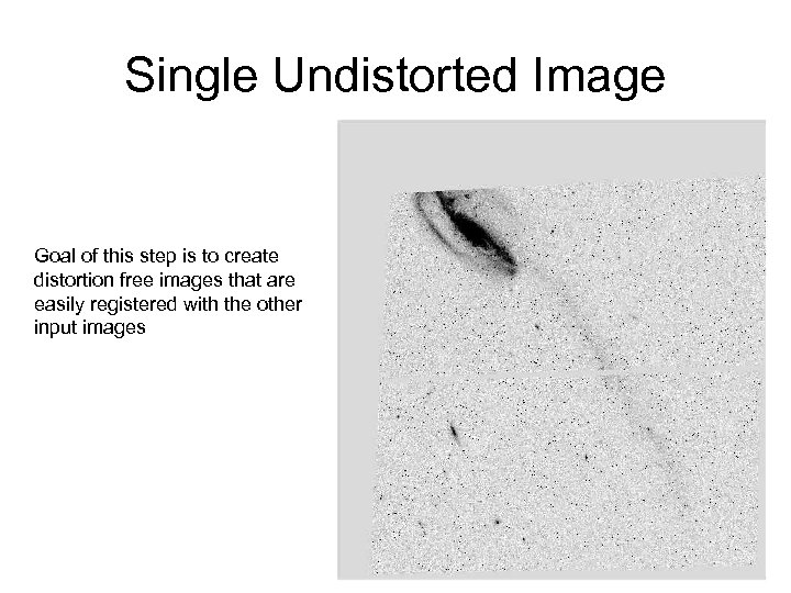 Single Undistorted Image Goal of this step is to create distortion free images that