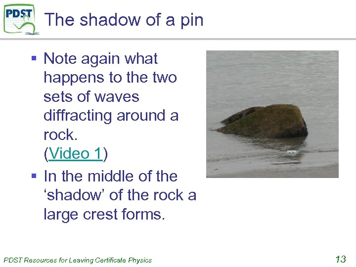 The shadow of a pin § Note again what happens to the two sets
