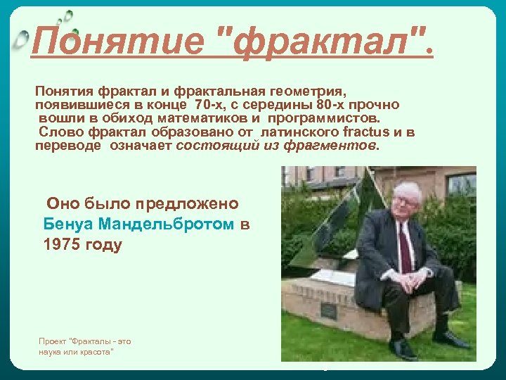 Понятие "фрактал". Понятия фрактал и фрактальная геометрия, появившиеся в конце 70 -х, с середины