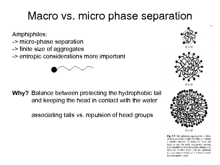 Macro vs. micro phase separation Amphiphiles: -> micro-phase separation -> finite size of aggregates