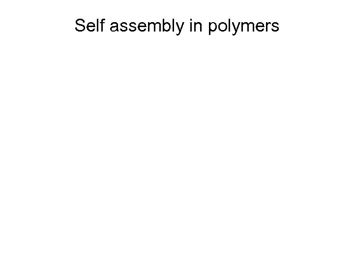Self assembly in polymers 