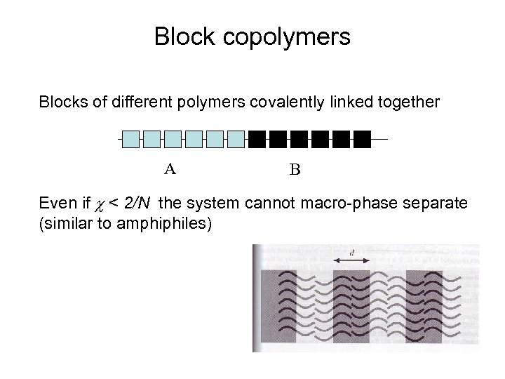 Block copolymers Blocks of different polymers covalently linked together A B Even if c