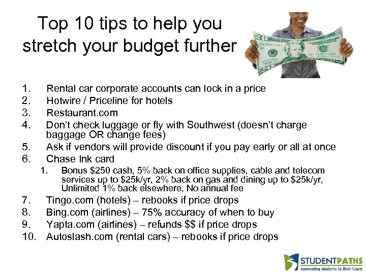 Top 10 tips to help you stretch your budget further 1. 2. 3. 4.