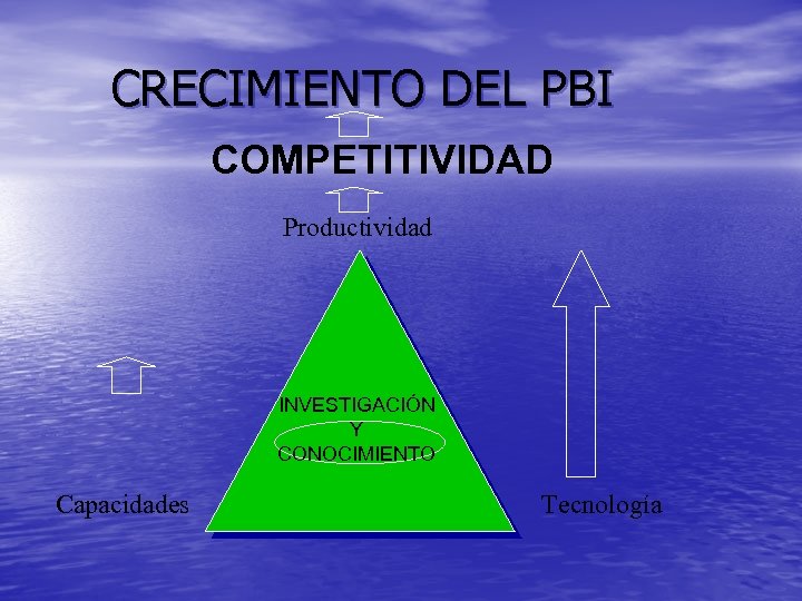 CRECIMIENTO DEL PBI COMPETITIVIDAD Productividad INVESTIGACIÓN Y CONOCIMIENTO Capacidades Tecnología 