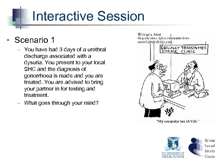 Interactive Session • Scenario 1 – You have had 3 days of a urethral