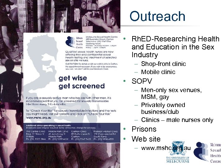 Outreach • Rh. ED-Researching Health and Education in the Sex Industry – Shop-front clinic