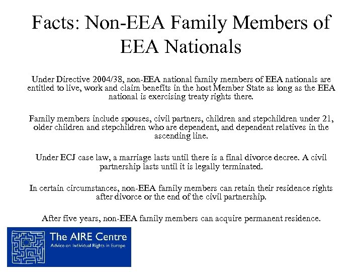 Facts: Non-EEA Family Members of EEA Nationals Under Directive 2004/38, non-EEA national family members