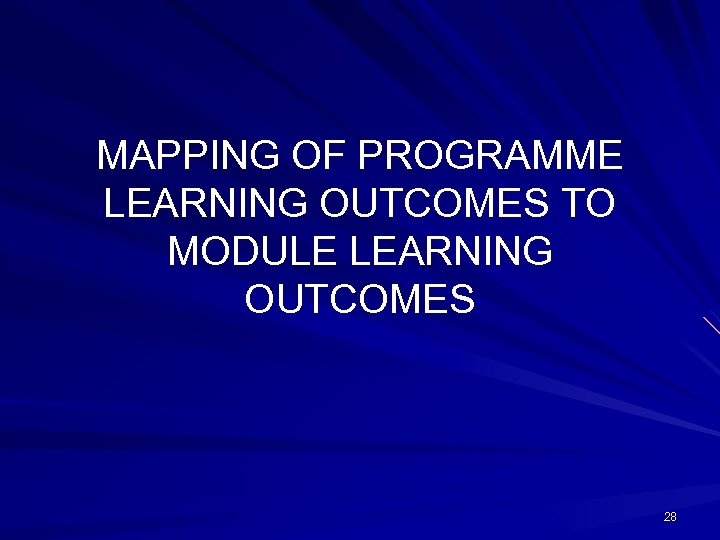 MAPPING OF PROGRAMME LEARNING OUTCOMES TO MODULE LEARNING OUTCOMES 28 