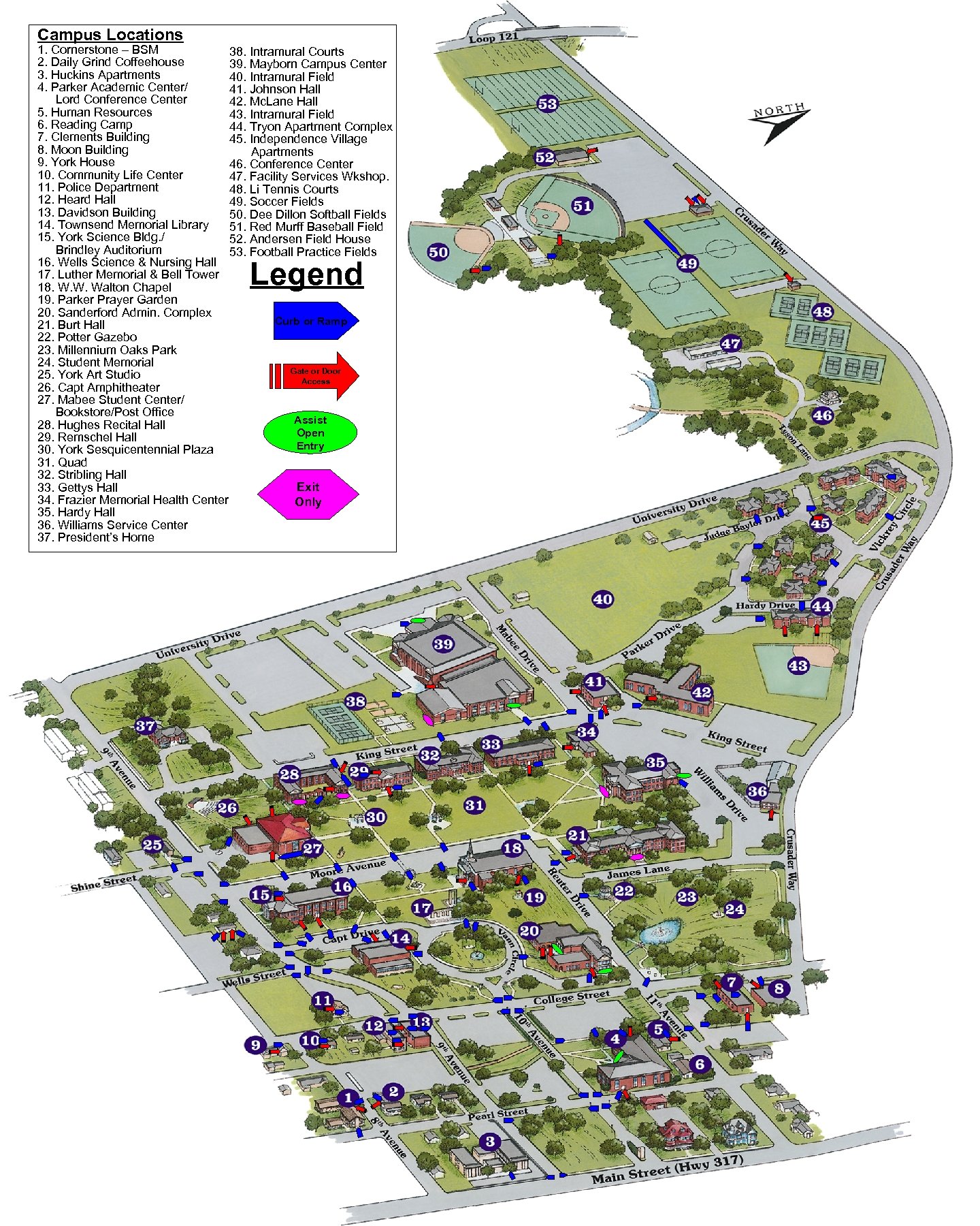 Campus Locations 1. Cornerstone – BSM 38. Intramural Courts 2. Daily Grind Coffeehouse 39.