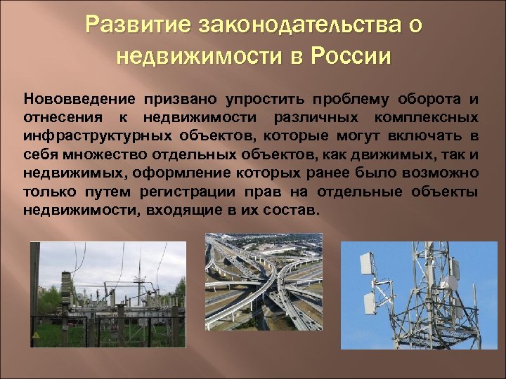 Развитие законодательства о недвижимости в России Нововведение призвано упростить проблему оборота и отнесения к