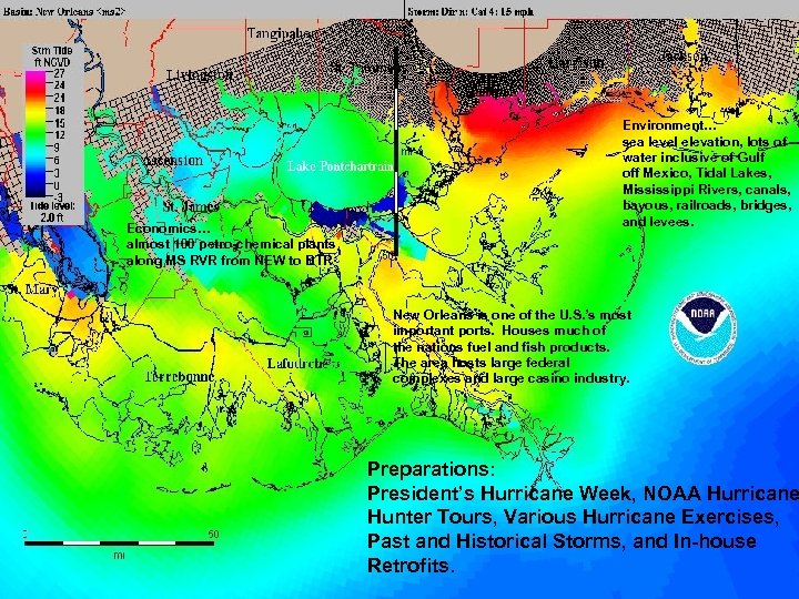 Economics… almost 100 petro-chemical plants along MS RVR from NEW to BTR Environment… sea