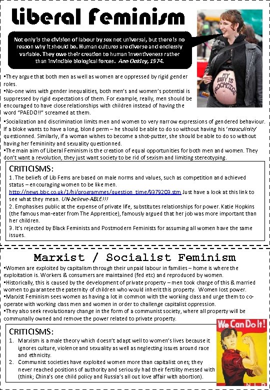 Liberal Feminism Not only is the division of labour by sex not universal, but